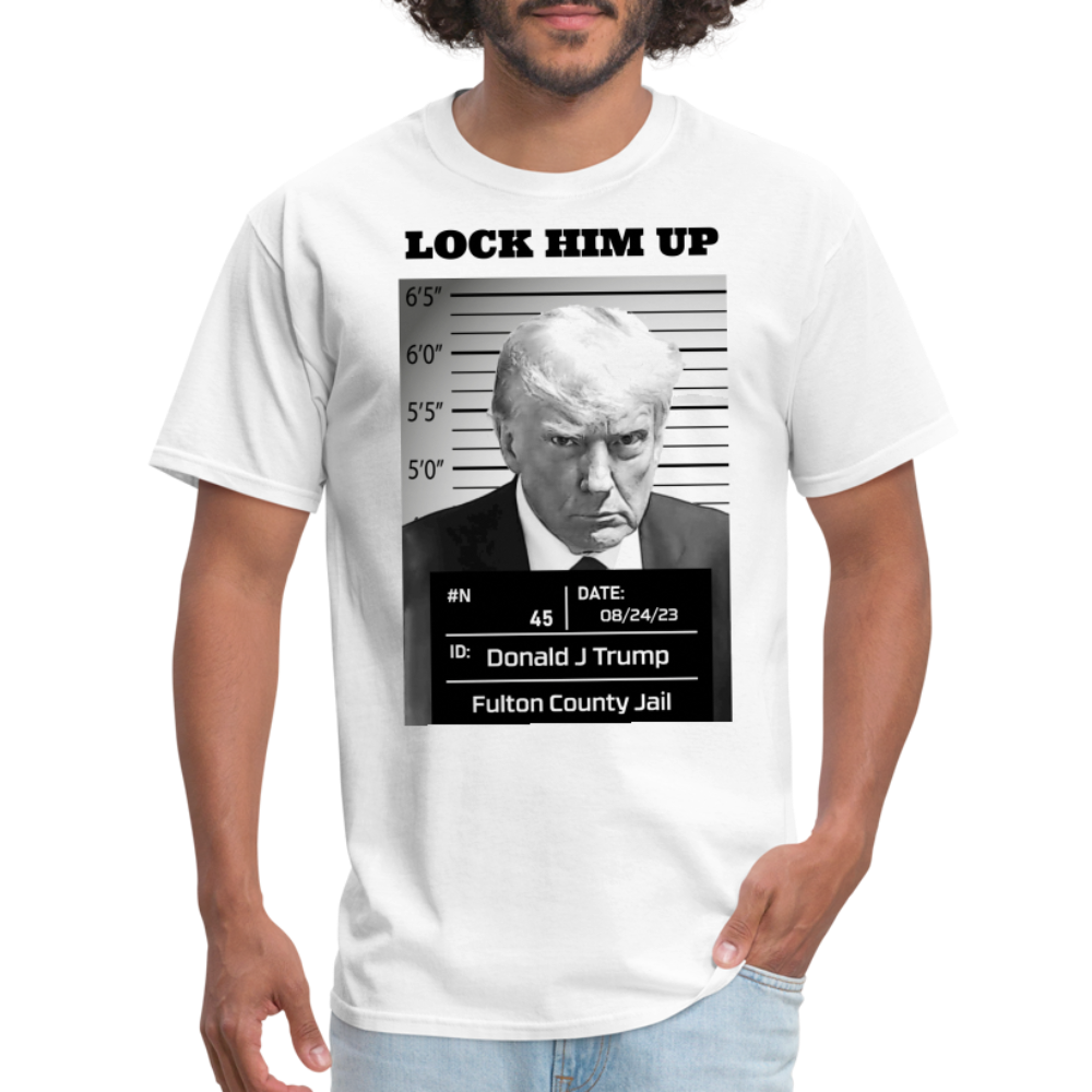 Trump Mugshot "Lock Him Up"- Unisex Classic T-Shirt - white
