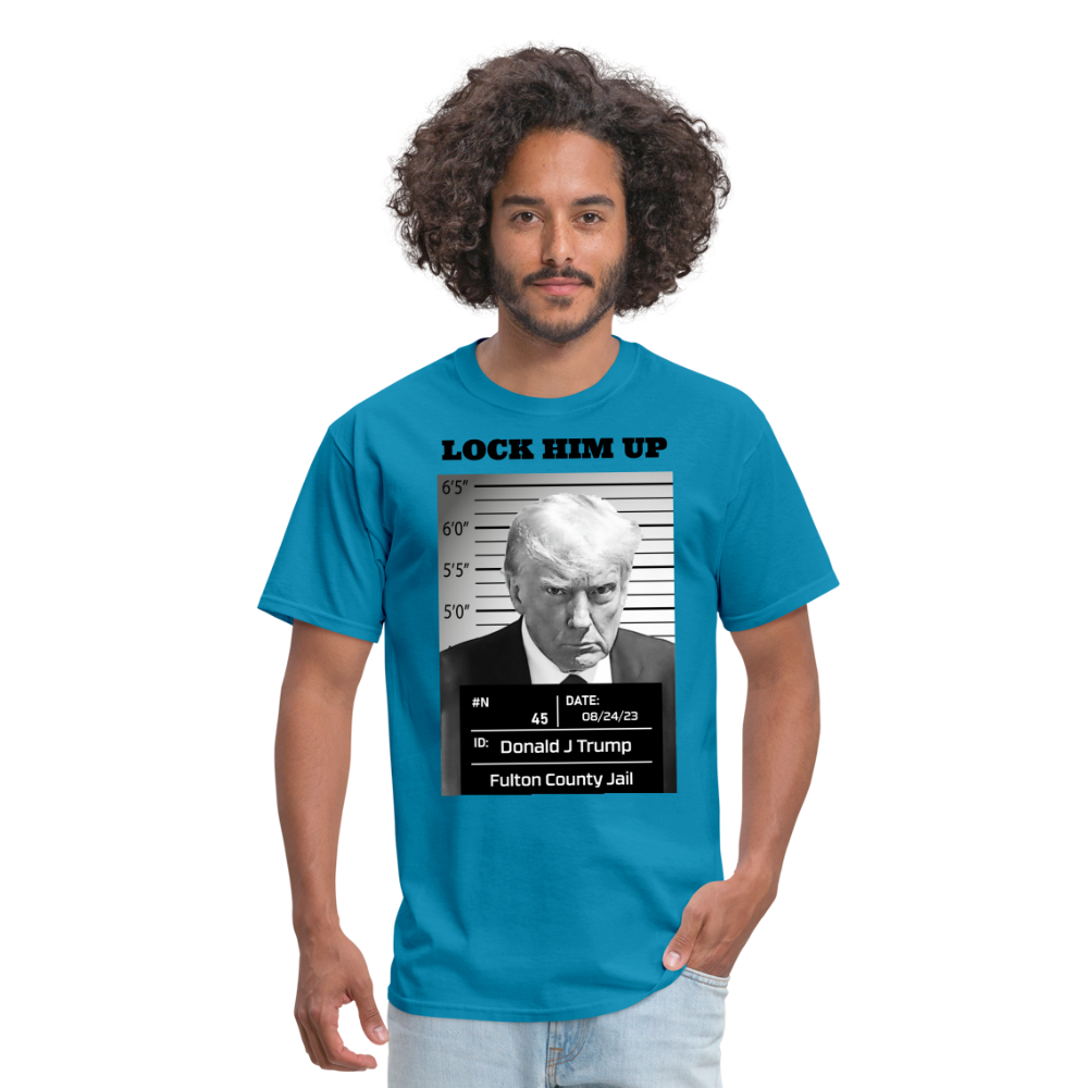 Trump Mugshot "Lock Him Up"- Unisex Classic T-Shirt - turquoise